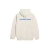 Sudadera de felpa de manga larga para hombre de Balenciaga, color blanco cremoso, 600583TJVA89055