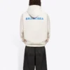 Sudadera de felpa de manga larga para hombre de Balenciaga, color blanco cremoso, 600583TJVA89055