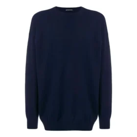 Sudadera de punto de cachemira con cuello redondo y logotipo en la espalda «Navy» 583111T40924140