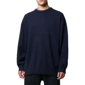Sudadera de punto de cachemira con cuello redondo y logotipo en la espalda «Navy» 583111T40924140