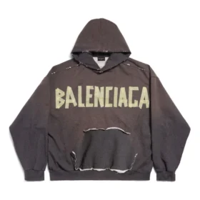 Sudadera Tape Type con capucha y bolsillos rasgados, corte holgado, «Gris oscuro» 744441TQVA98519