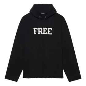 Sudadera unisex FW21 con letras impresas gratis, negra, 661711TKVD41070