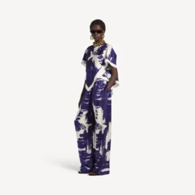 Top tipo capa con estampado de pinceles para mujer en azul Top tipo capa con estampado de pinceles para mujer en azul