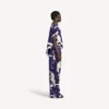 Pantalones de pijama de mujer con estampado de pincel en azul Pantalones de pijama de mujer con estampado de pincel en azul