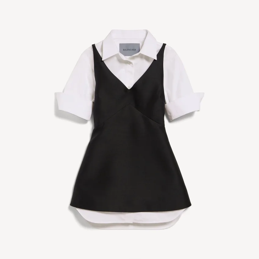 Vestido camisero híbrido para mujer en negro Vestido camisero híbrido para mujer en negro