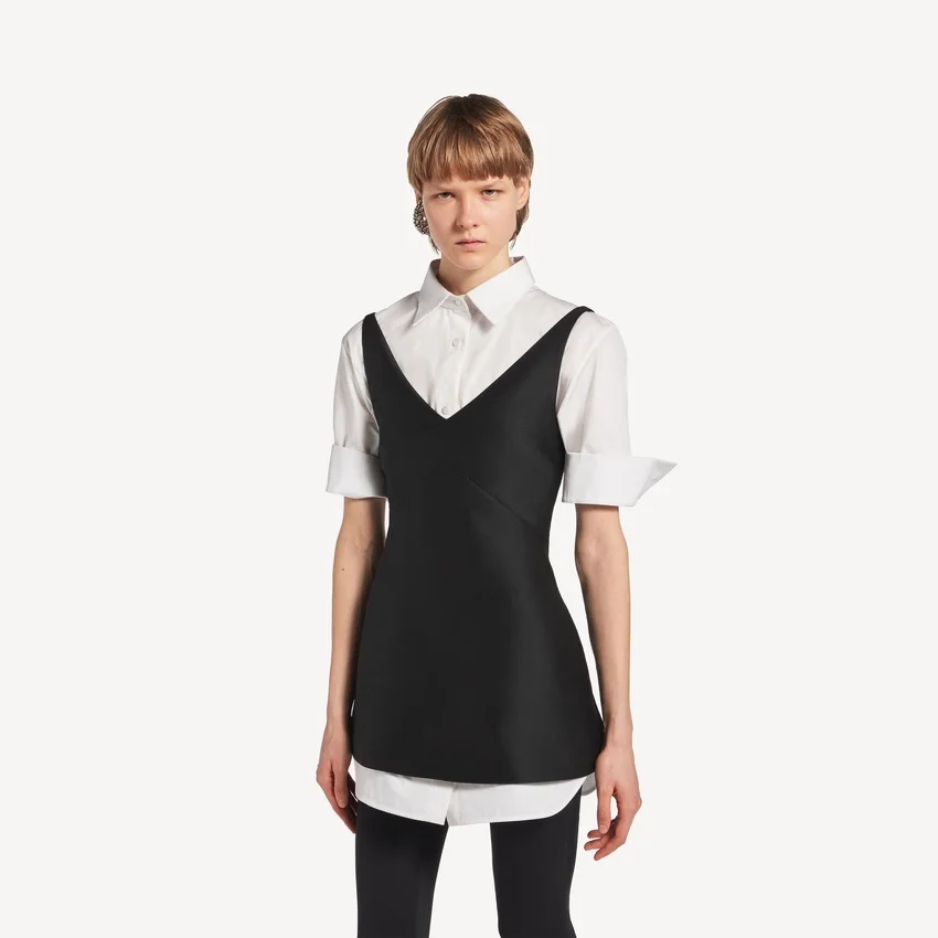 Vestido camisero híbrido para mujer en negro Vestido camisero híbrido para mujer en negro
