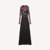 Vestido de manga larga con estampado «tie dye» extremo para mujer en negro Vestido de manga larga con estampado «tie dye» extremo para mujer en negro
