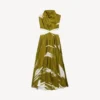 Vestido de mujer con aberturas y efecto «brush scratch» en color caqui Vestido de mujer con aberturas y efecto «brush scratch» en color caqui