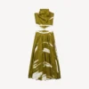 Vestido de mujer con aberturas y efecto «brush scratch» en color caqui Vestido de mujer con aberturas y efecto «brush scratch» en color caqui