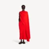 Vestido drapeado de mujer en rojo atardecer Vestido drapeado de mujer en rojo atardecer