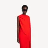 Vestido drapeado de mujer en rojo atardecer Vestido drapeado de mujer en rojo atardecer