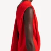 Vestido drapeado de mujer en rojo atardecer Vestido drapeado de mujer en rojo atardecer