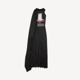 Vestido largo drapeado «The Door» para mujer en negro