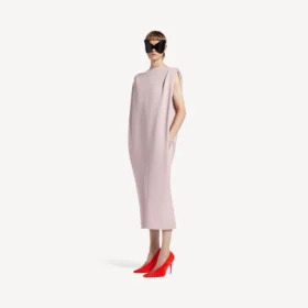 Vestido midi de corte holgado para mujer en rosa empolvado