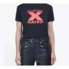 X-Rated, talla pequeña, corte ajustado, manga corta, negro 612964TIVA71076