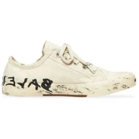 Zapatillas bajas de París «Algodón desgastado blanco y goma blanca con grafitis» 688757W3RR59010