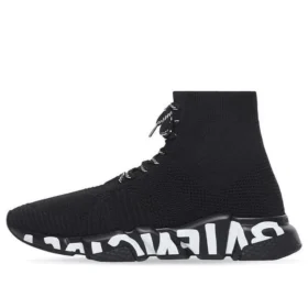 Zapatillas con cordones Speed «Tejido reciclado negro con suela con grafitis en blanco y negro» 617251W2DB71006