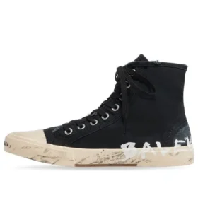 Zapatillas de caña alta Paris «Algodón desgastado negro y goma blanca con grafitis» 688752W3RR41099
