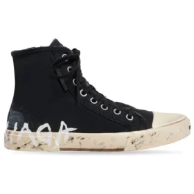 Zapatillas de caña alta Paris «Algodón desgastado negro y goma blanca con grafitis» 688752W3RR41099