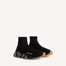 Zapatillas de hombre Speed 2.0 con suela transparente y tejido de punto reciclado en negro/naranja