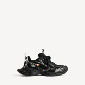 Zapatillas de mujer 3XL con dijes en negro/plata