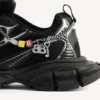 Zapatillas de mujer 3XL con dijes en negro/plata Zapatillas de mujer 3XL con dijes en negro/plata