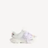 Zapatillas de track de mujer con lazo, en blanco/rosa