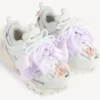 Zapatillas de track de mujer con lazo, en blanco/rosa