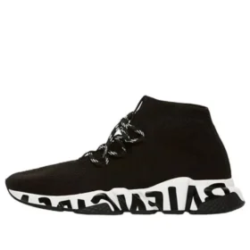Zapatillas deportivas con cordones Speed «Tejido reciclado negro con suela negra con grafitis» 621611W05GE1015