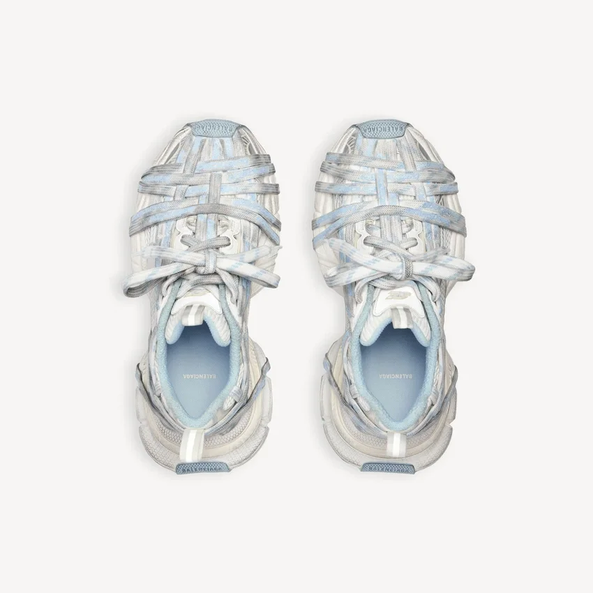 Zapatillas deportivas de mujer 3XL con cordones «Extreme» y logotipo en blanco/blanco roto/azul claro Zapatillas deportivas de mujer 3XL con cordones «Extreme» y logotipo en blanco/blanco roto/azul claro