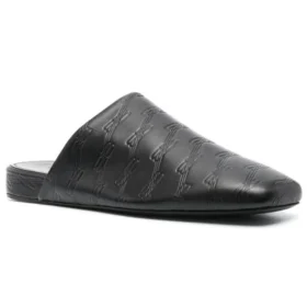 Zapatillas tipo Mules de cuero «Black» 743926WB7221000