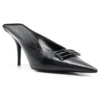 Zapatillas tipo Mules de cuero Knife BB «Negro» 694722WBBI21000