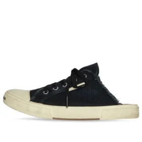 Zapatillas tipo Mules «Paris» «Algodón desgastado negro y goma blanca» 693953W3RC31090