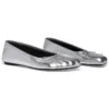 Zapatos de bailarina anatómicos «Piel de oveja suave plateada brillante» 714260WBFA18001