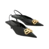 Zapatos de tacón con correa trasera y punta cuadrada «Black» 691740WAWNC1088