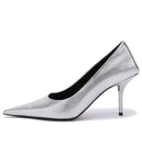 Zapatos de tacón con corte cuadrado y relieve «Silver» 572879WBB208100