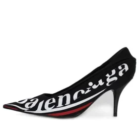 Zapatos de tacón con logotipo de campaña «Negro» 495777W06001091