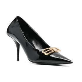 Zapatos de tacón Square Knife BB de 80 mm «Piel de cordero negra brillante» 694712WBD821080